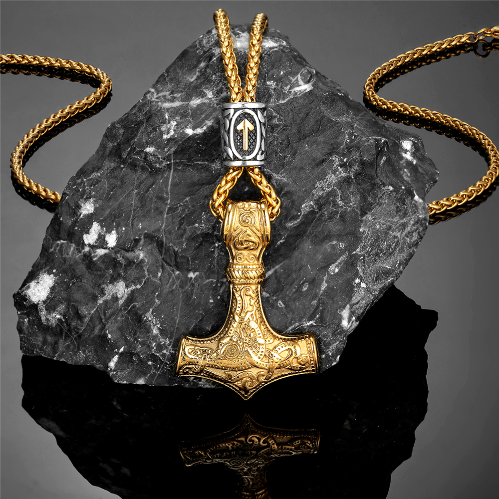 Gold Plated Norse Runes Beads  - Battle Rope Anchor avis et prix