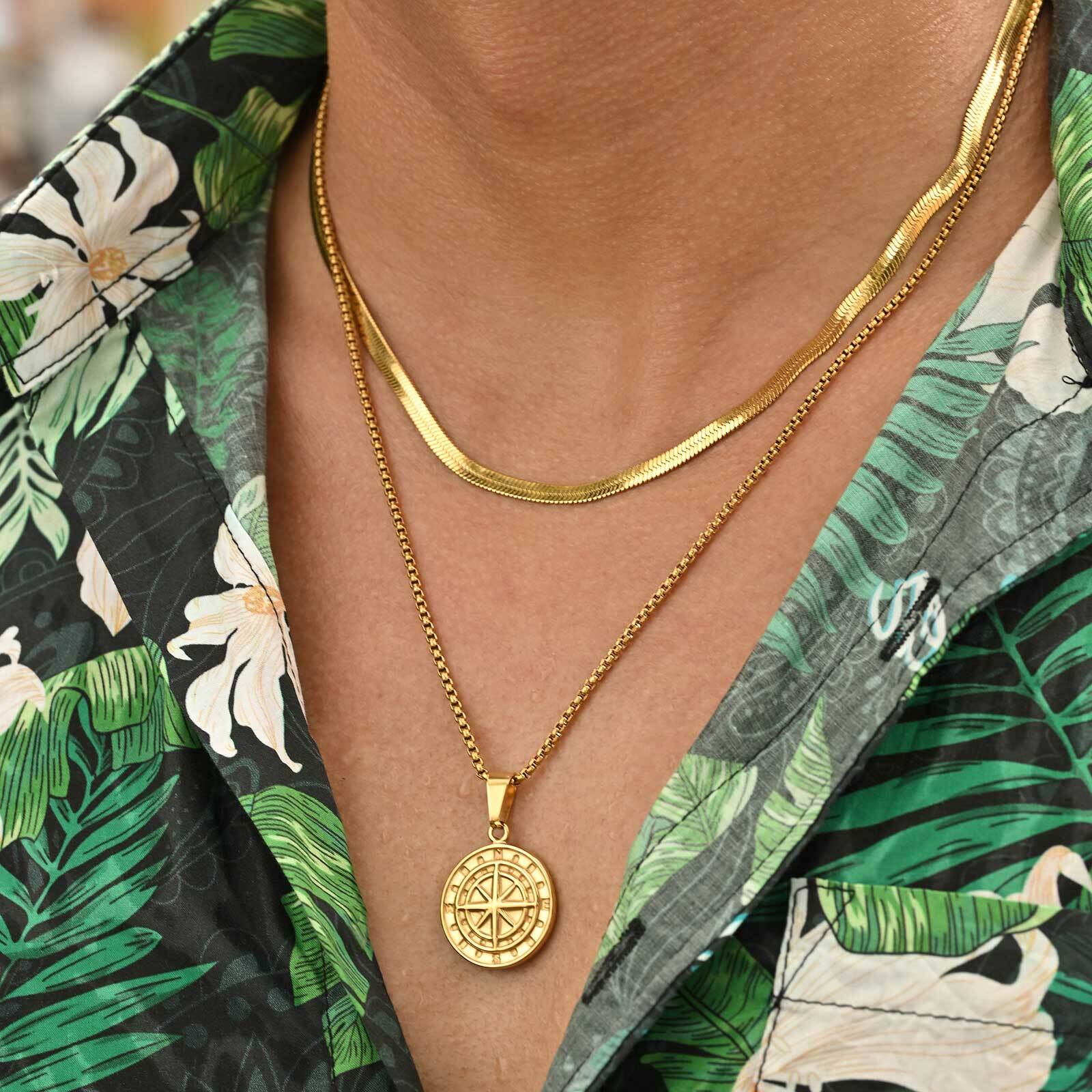 2pcs/set Compass Necklace for  - Battle Rope Anchor avis et prix