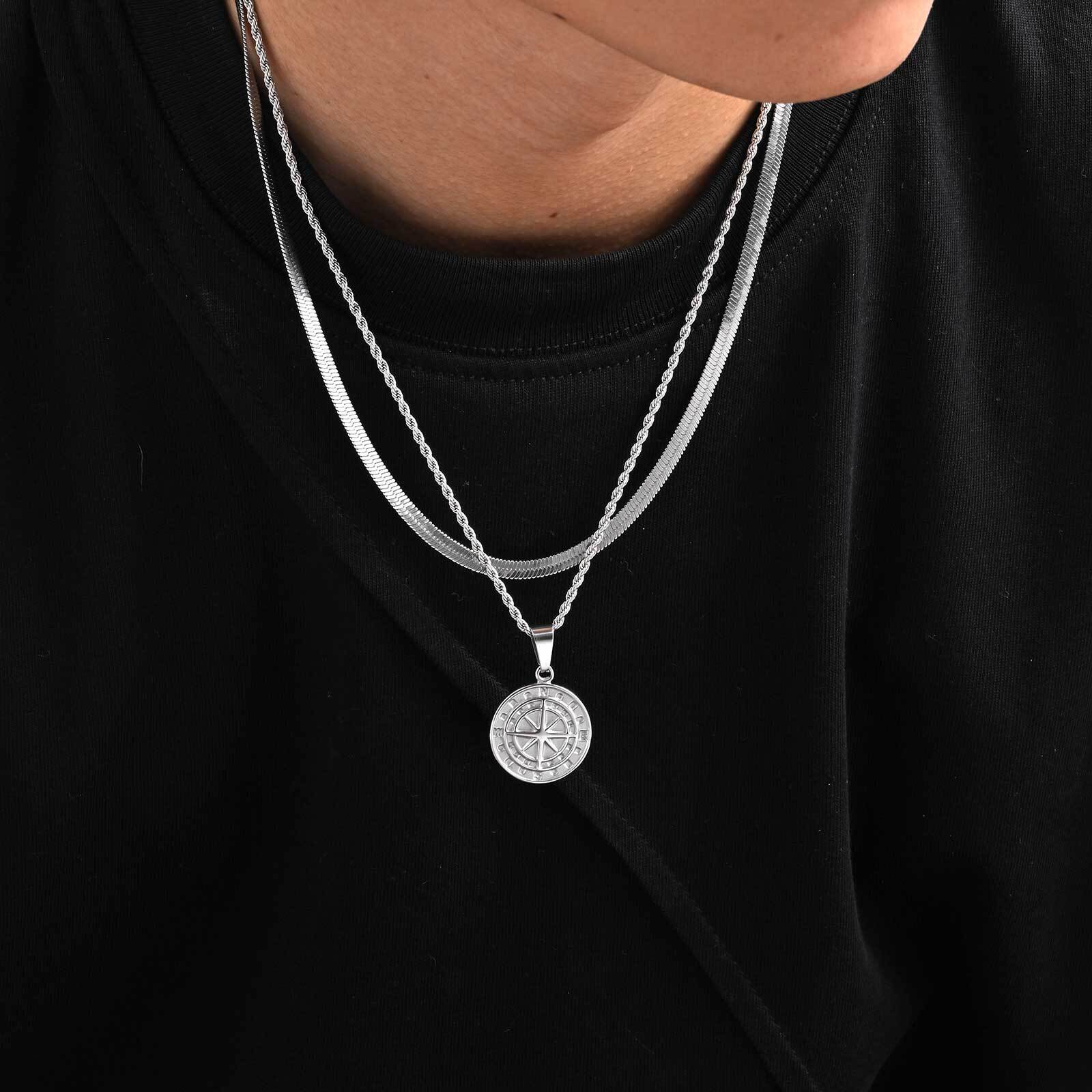 2pcs/set Compass Necklace for  - Battle Rope Anchor avis et prix