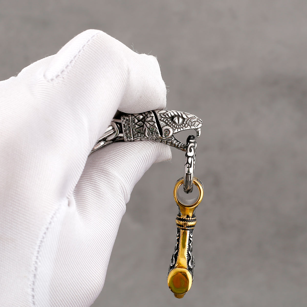 Nordic Odin Snake Head Necklac - Battle Rope Anchor avis et prix